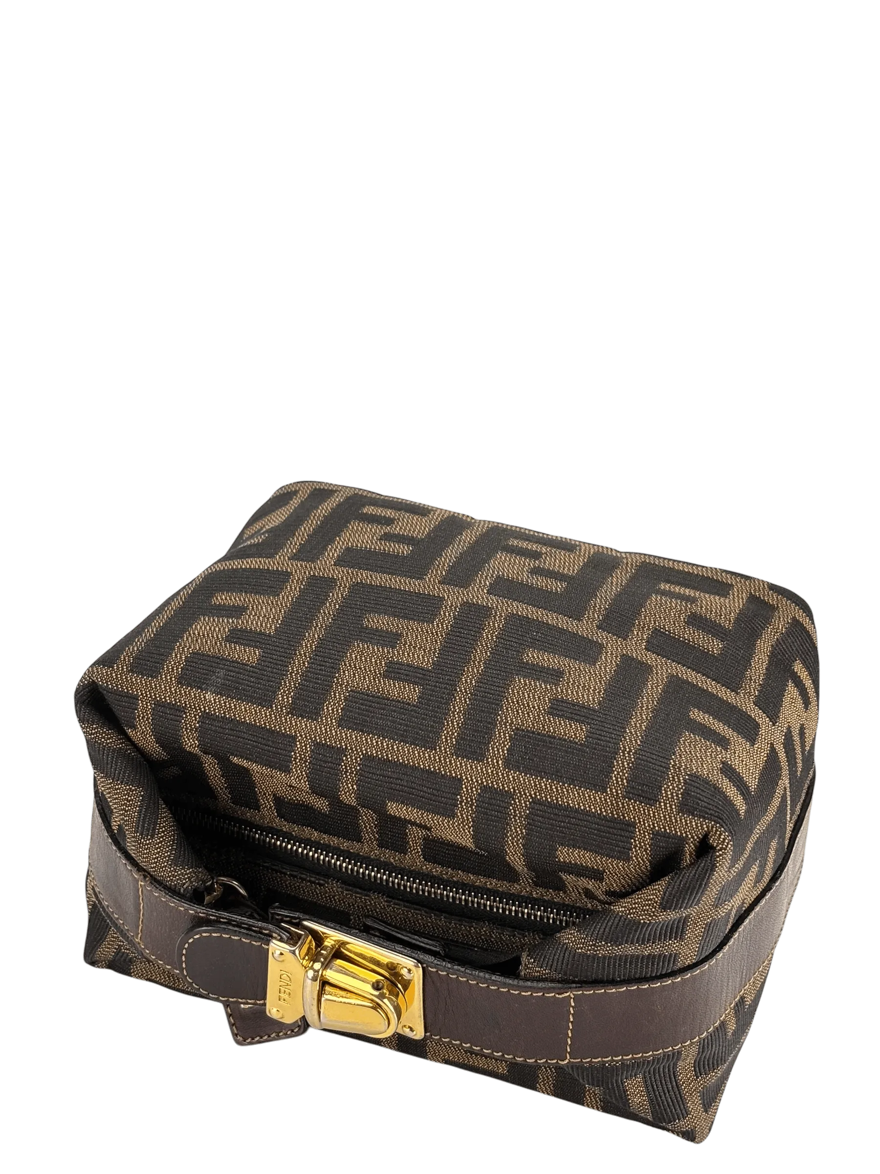 Fendi Brown Canvas Zucca Vanity Cosmetic Pouch