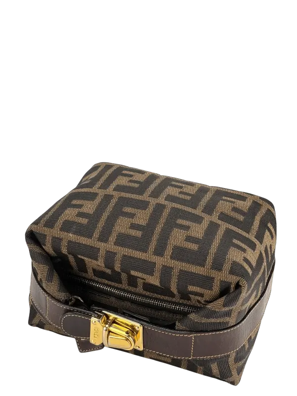 Fendi Brown Canvas Zucca Vanity Cosmetic Pouch