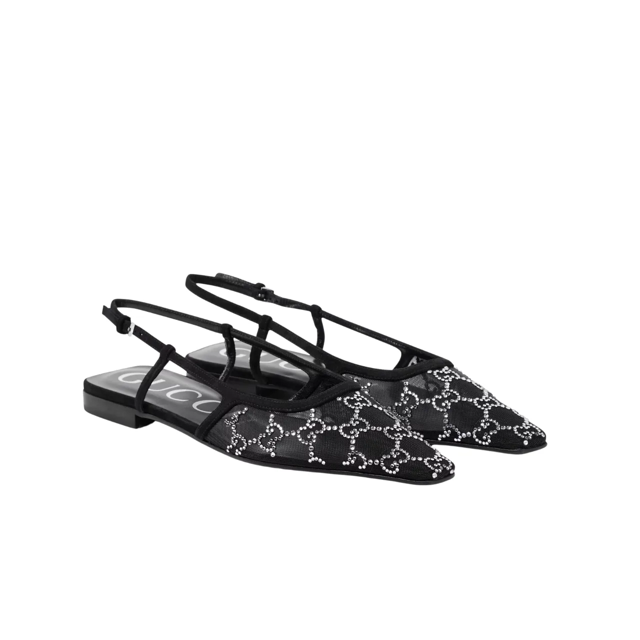 Gucci Gg Embellished Slingback Flats Black Main image