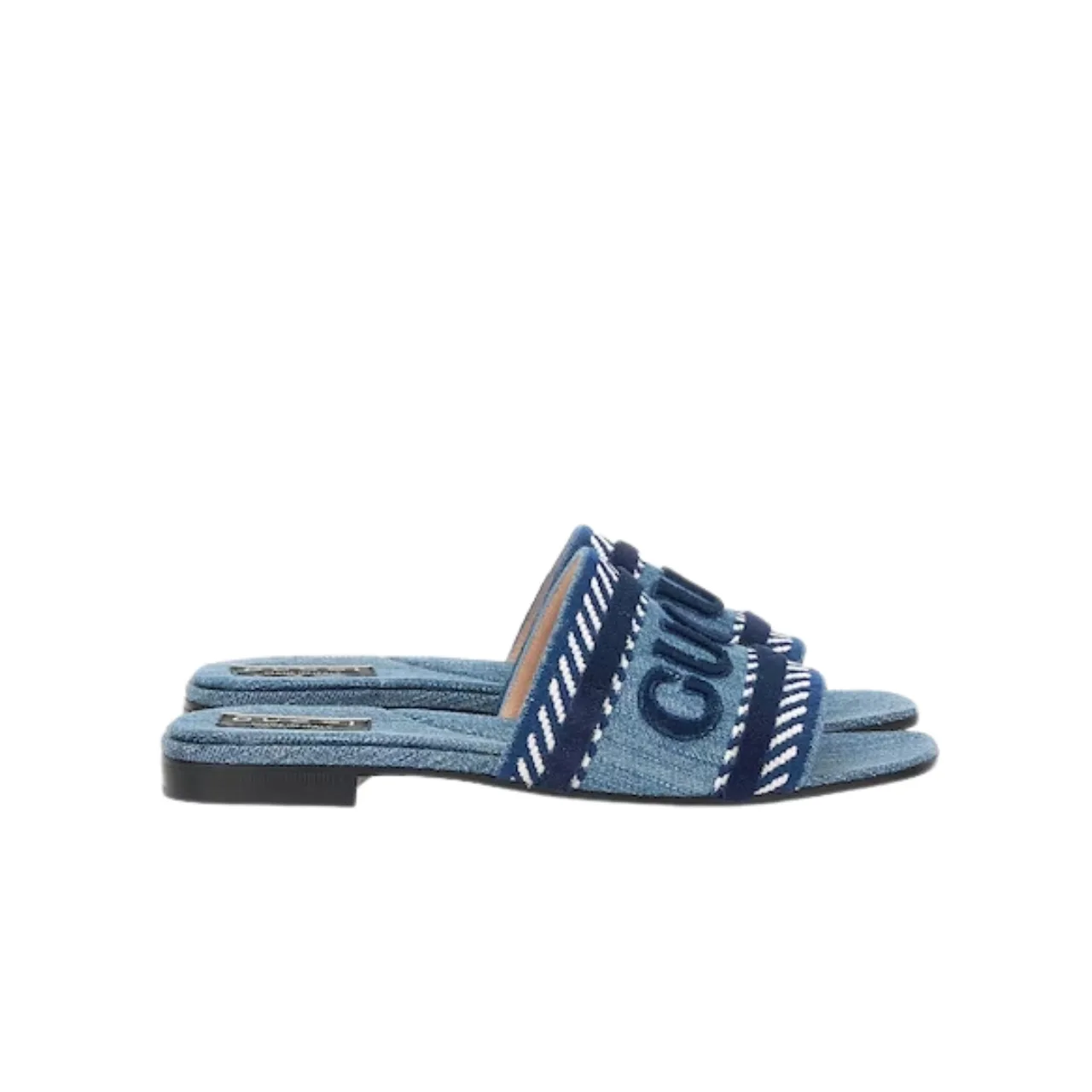 Gucci Women’s Slide Sandal With Gucci Script Light Blue Denim 771589 Fack3 4609 Main image