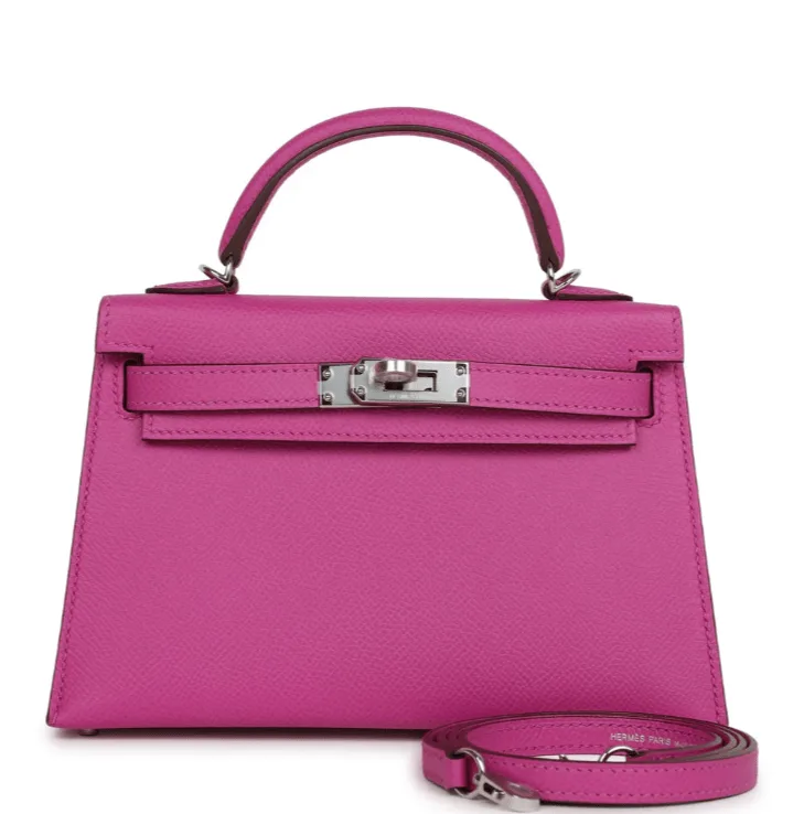 H Kelly 25 Sellier Rose Pourpre Epsom Palladium Hardware Main image