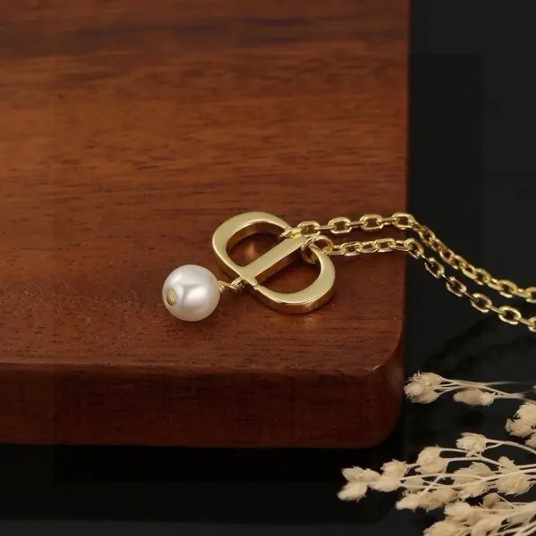 Dior Pearl Petit CD Necklace Gold