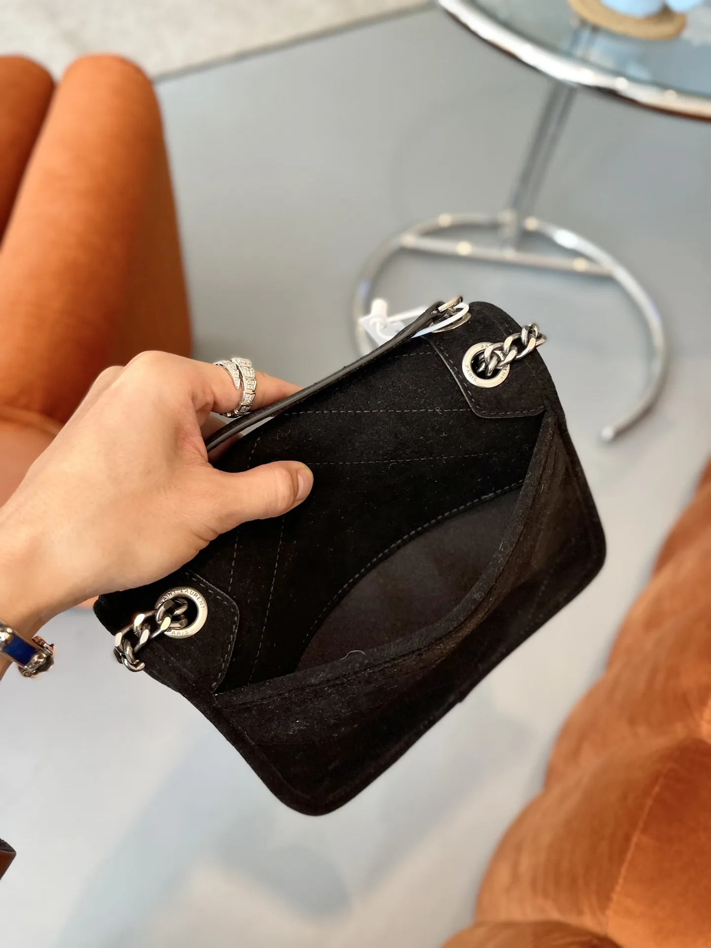Saint Laurent Niki Medium Quilted Suede Shoulder Bag Black Secondary image