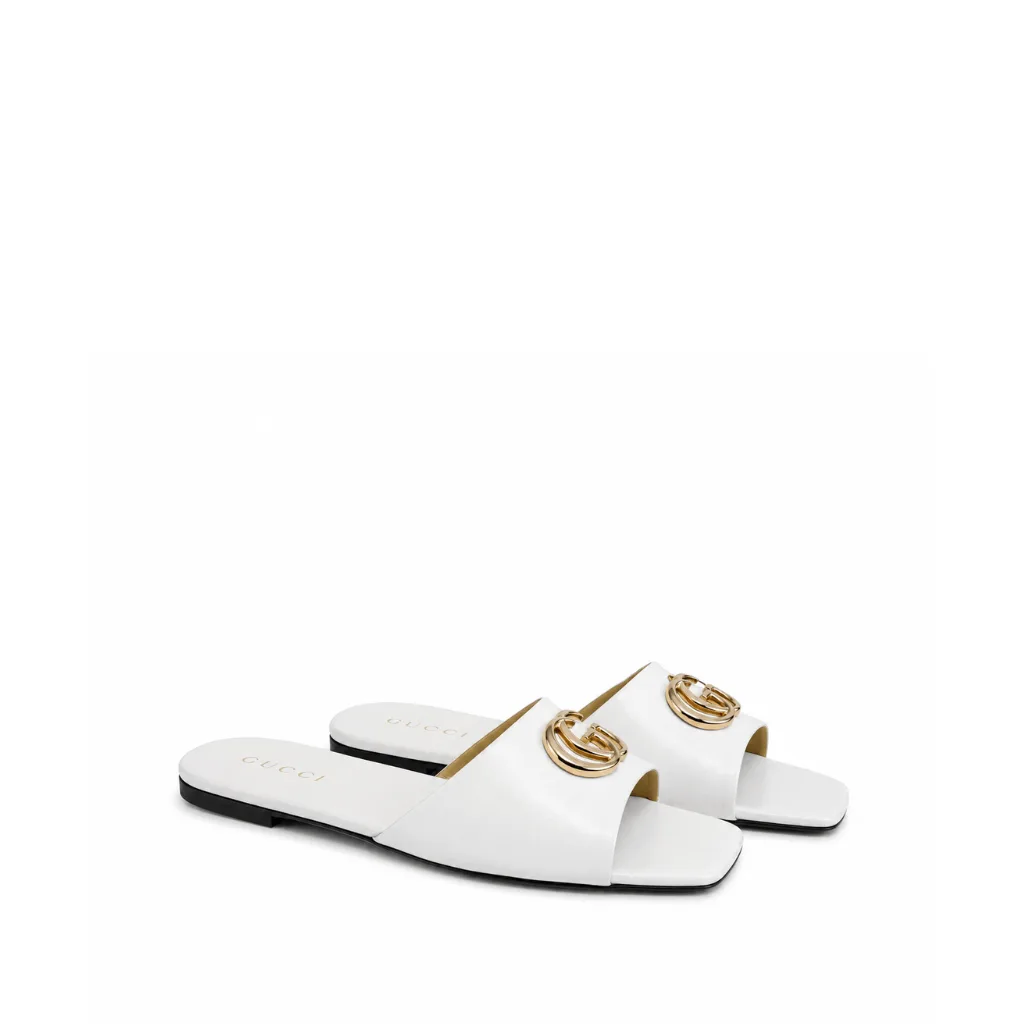 Gucci Double G Slide Sandals In White Nappa Leather Main image