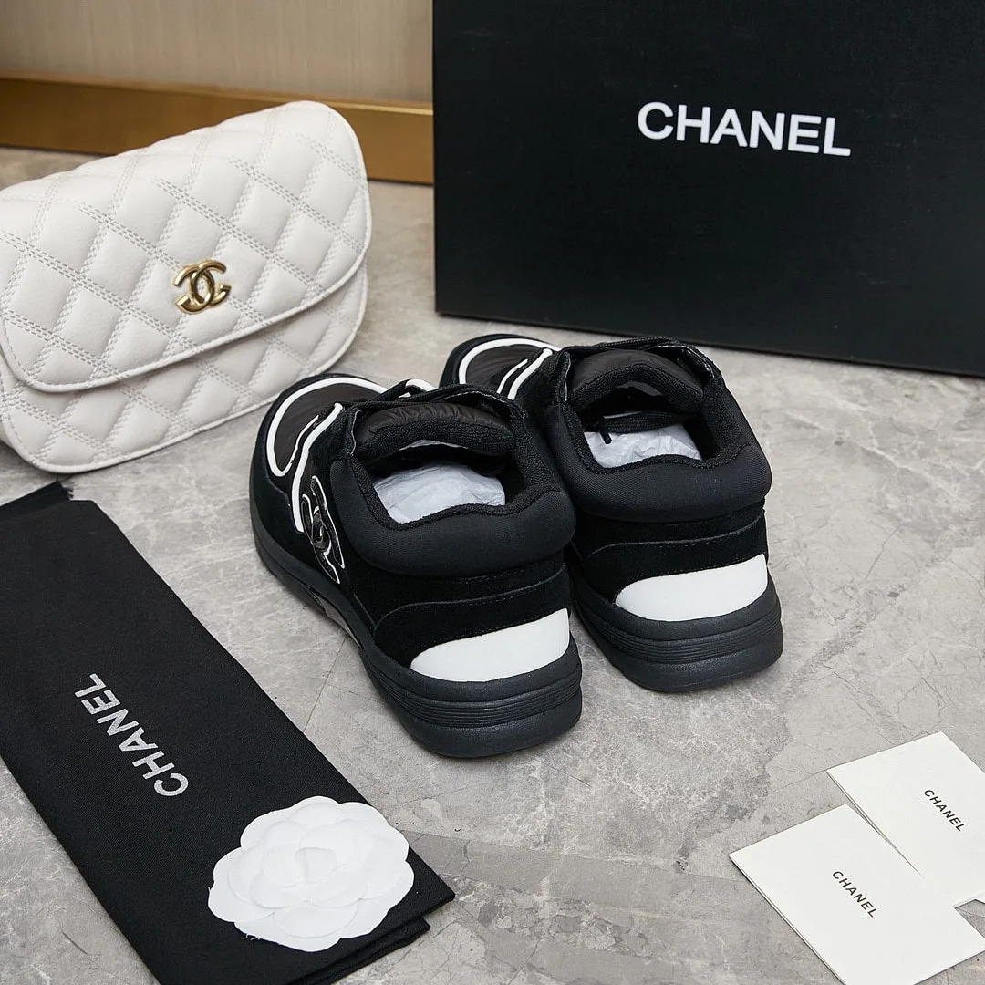 Chanel Suede Reflective Sneakers Black