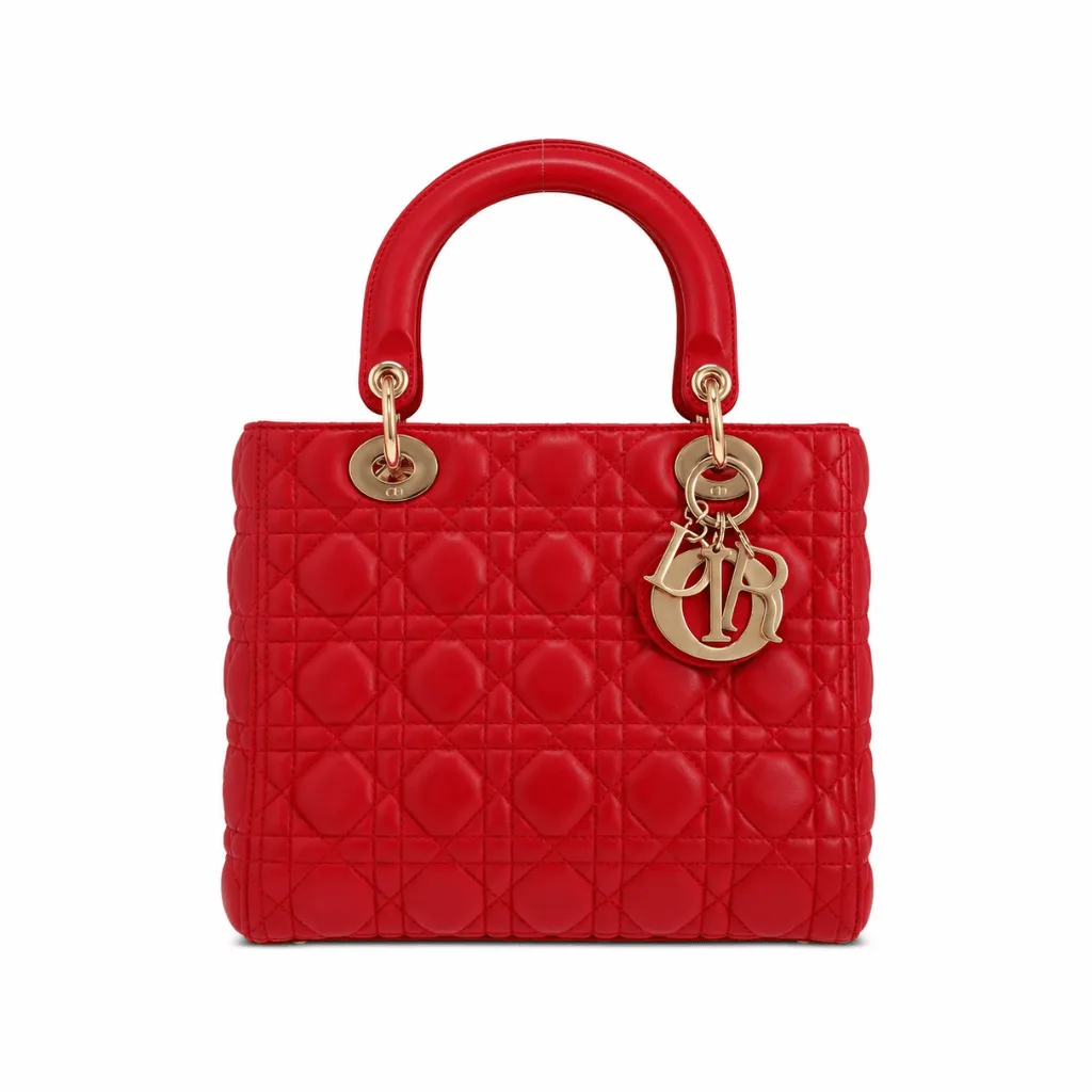 Dior Lambskin Cannage Medium Lady Dior Red 24cm Main image