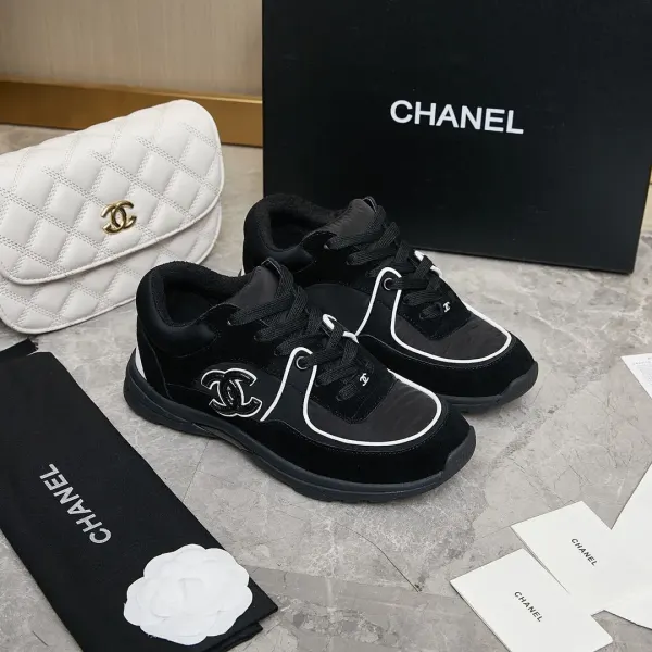 Chanel Suede Reflective Sneakers Black