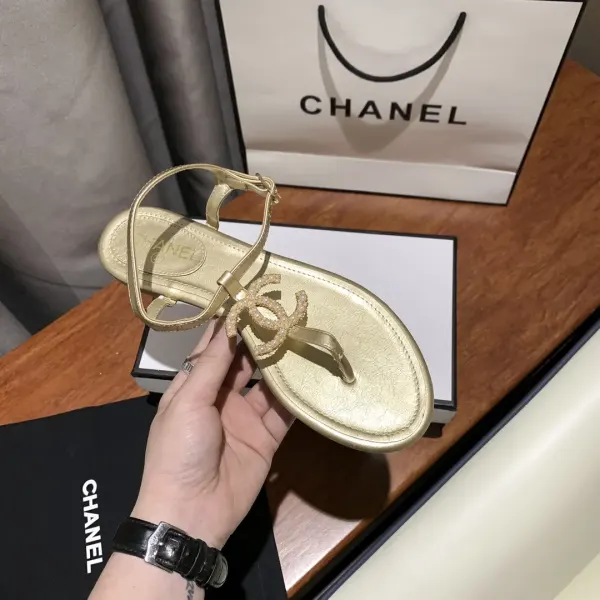 Chanel Logo Embroidered Shearling Cream Slides