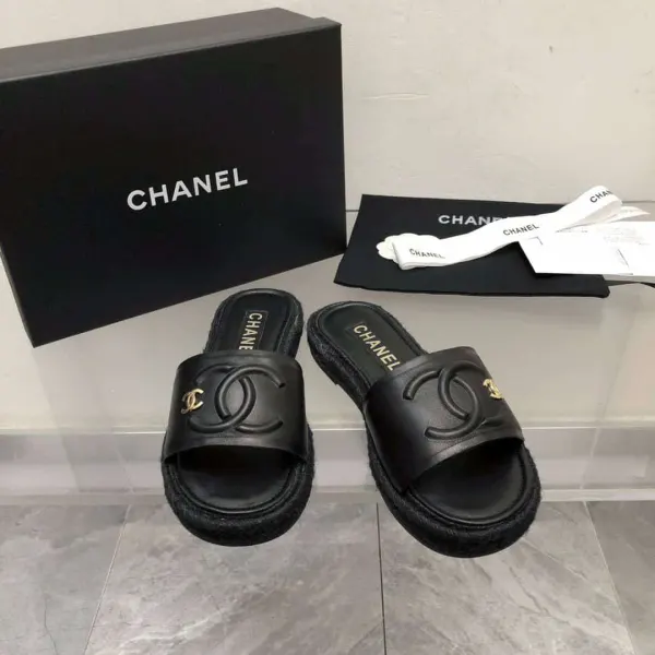 Chanel Black Slide CC Logo