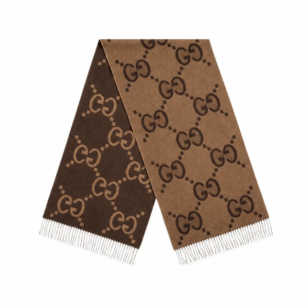 Gucci GG Cashmere Jacquard Scarf In Brown Main image