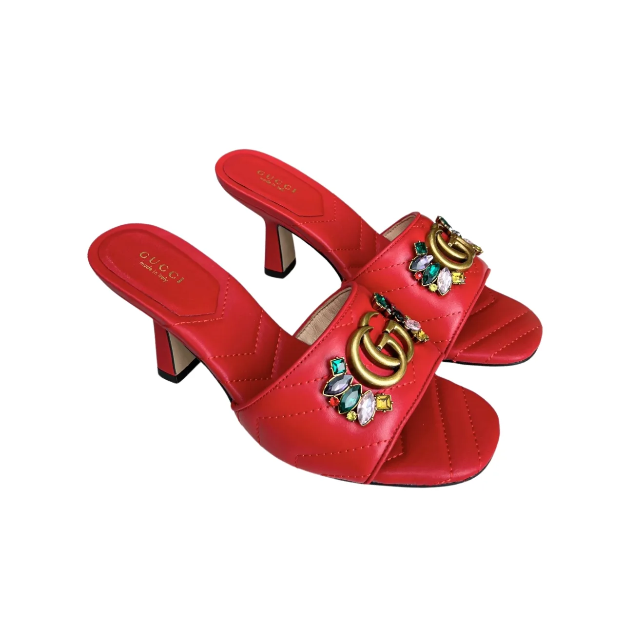 Gucci Ankle Buckle Strap Sylvie Chain Sandals In Gold Main image