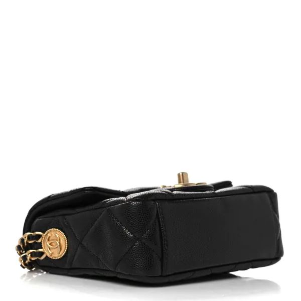 Chanel Caviar Quilted Mini Twist Your Buttons Flap Black