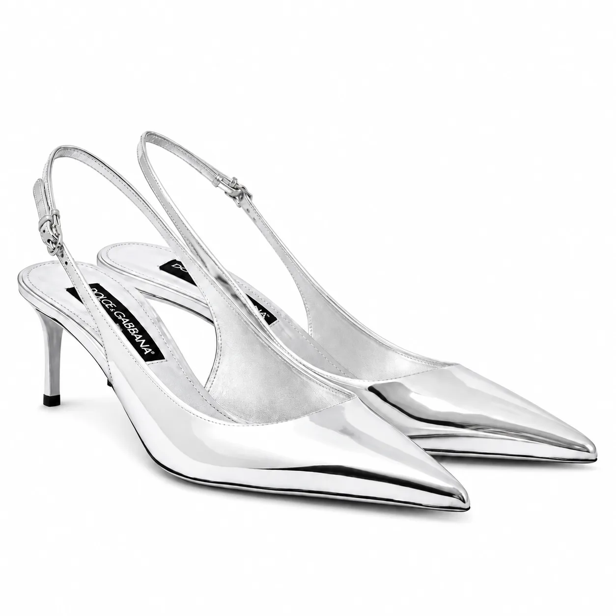 Dolce & Gabbana Silver Metallic Slingback Pumps Main image