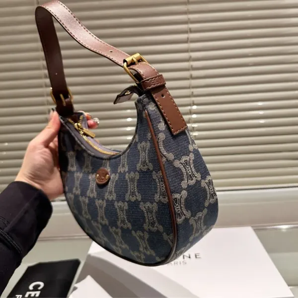 Celine Ava Triomphe Bag Half Moon In Denim Blue 25Cm