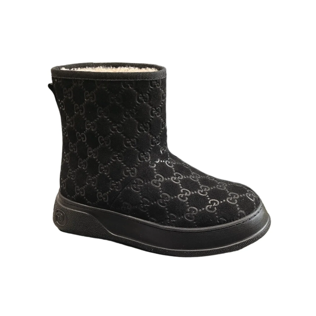 Gucci 1955 Horsebit Snow Boots Leather And Shearling In Black Beige Main image