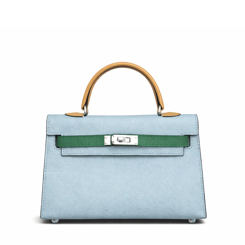 H Kelly Mini 20 Bleu Brume, Vert Jade and Gold Epsom Palladium Hardware Main image