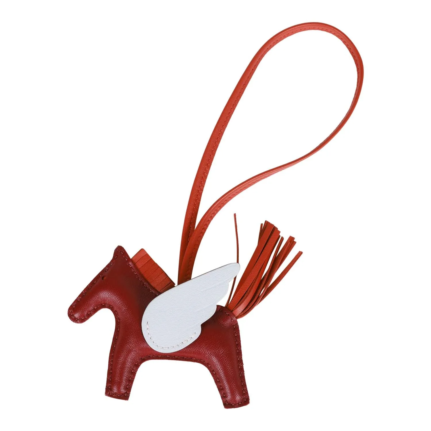 Hermes Rouge Grenat/Cornaline/Bleu Brume Pegasus Horse Rodeo Bag Charm PM Main image