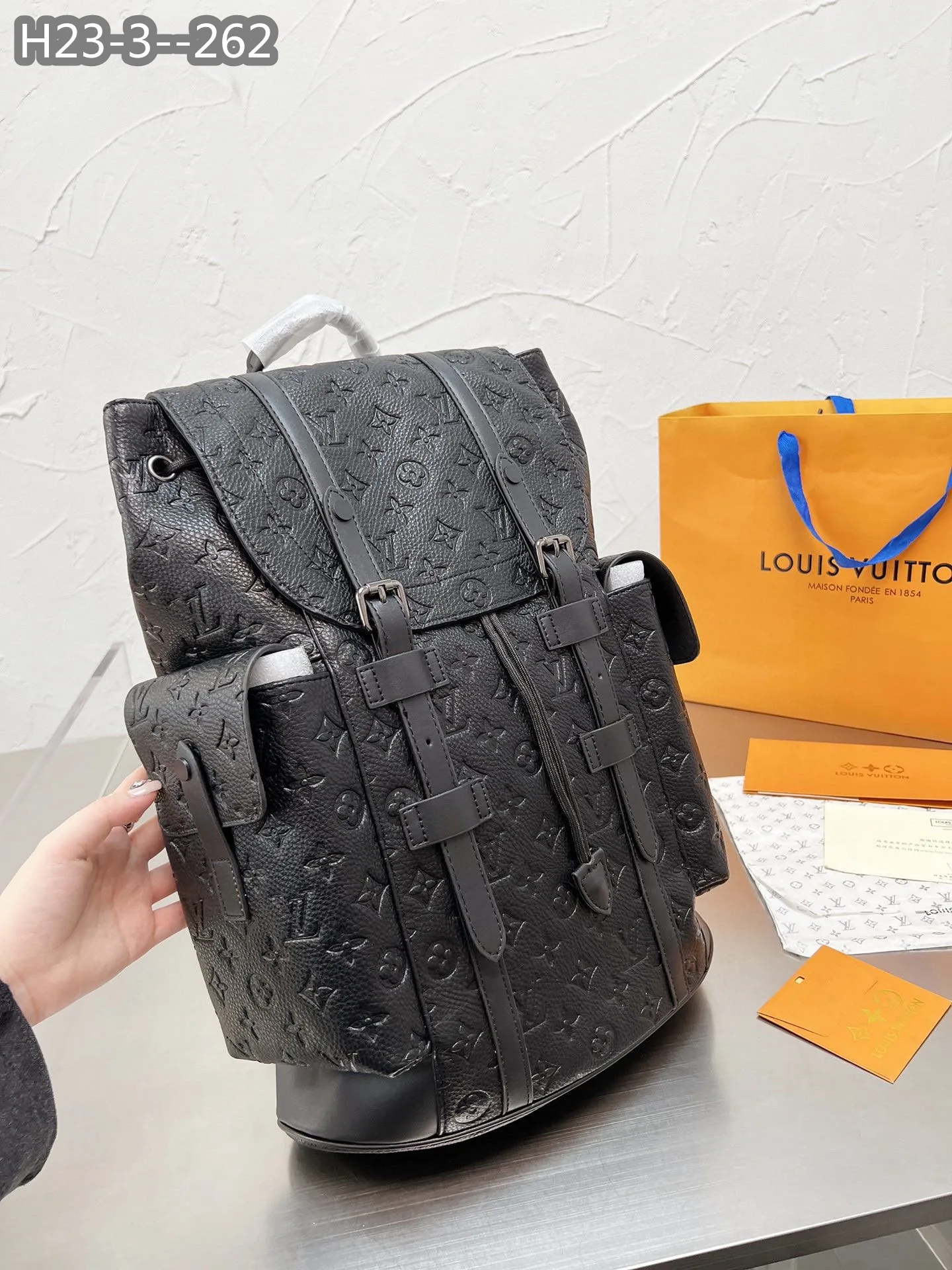 Louis Vuitton Christopher Backpack Mm Taurillon Monogram Black 45Cm M55699