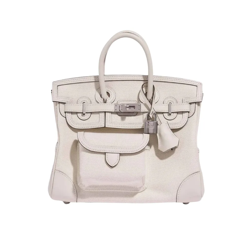 H Birkin Cargo 25 Travel Bag White Toile Goeland 25cm Main image