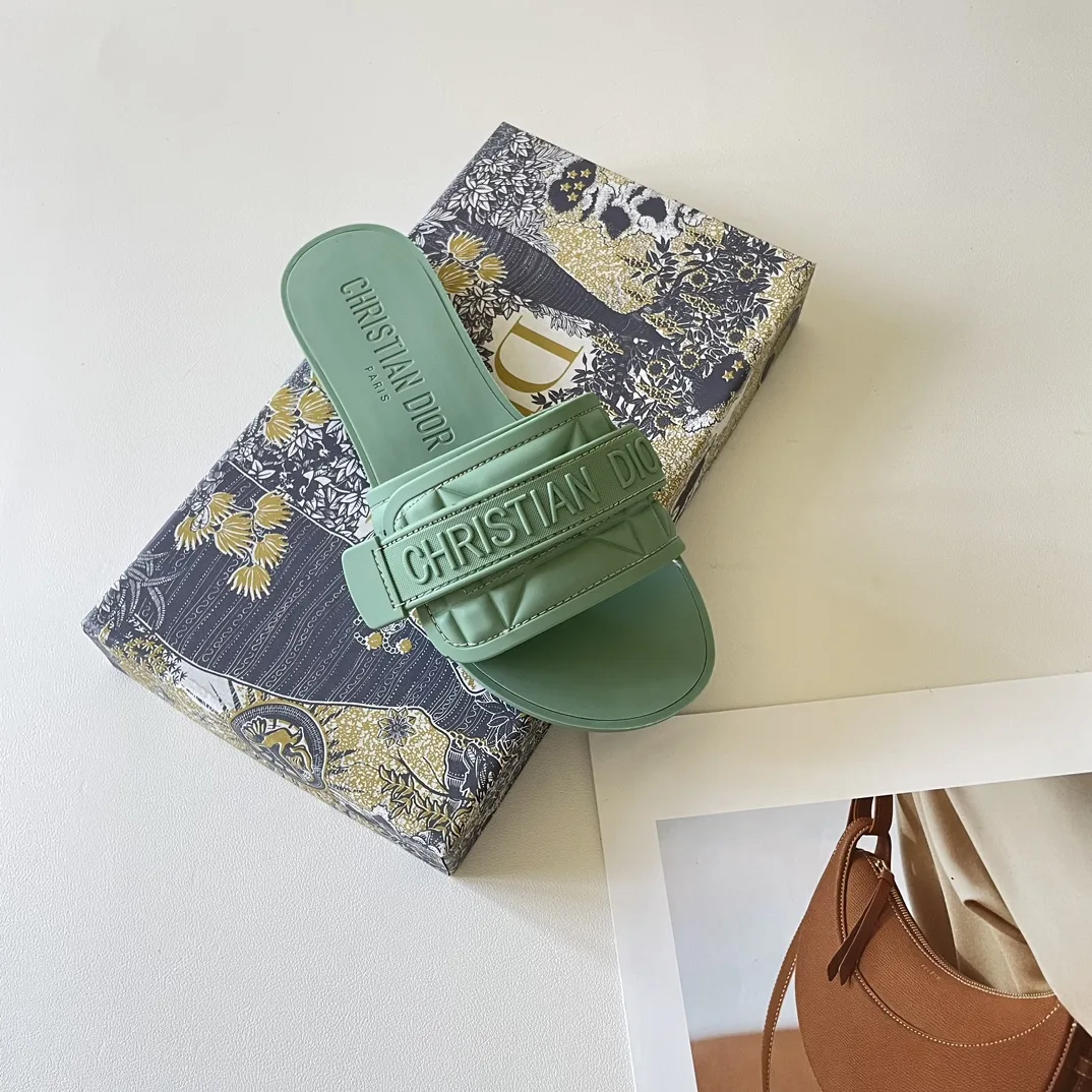 Dior Dio(R)Evolution Nylon Slides Embossed Macrocannage Green Secondary image