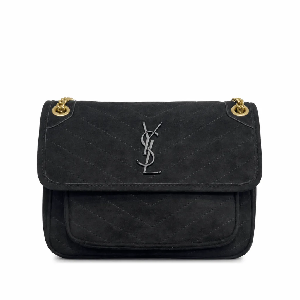 Saint Laurent Niki Baby Chain Bag In Suede Black Main image
