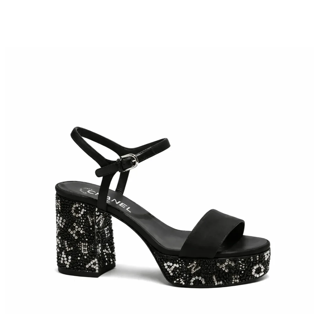 Chanel Sandal Pump Stone Beads Black Silver G45365 B15306 Nu665 Main image