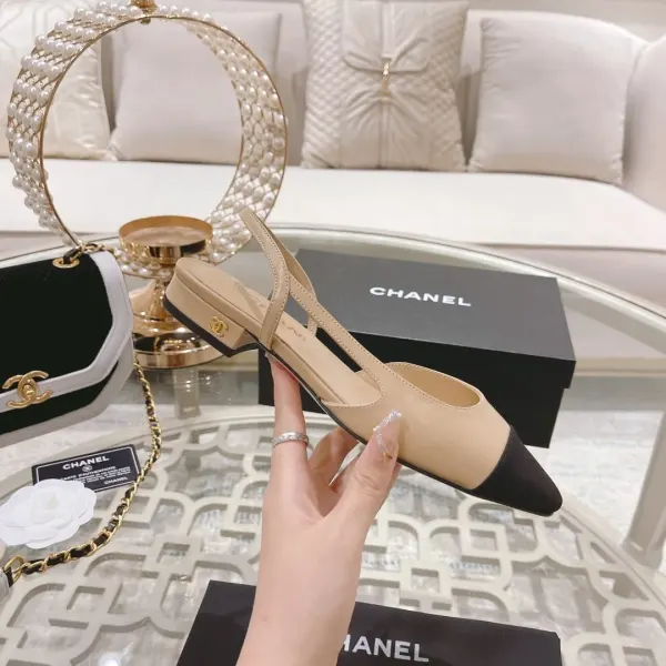 Chanel Slingback Beige Black G31319 Y50006 C8378