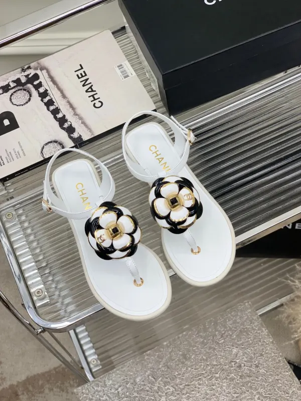 Chanel Camellia Flower Sandal White