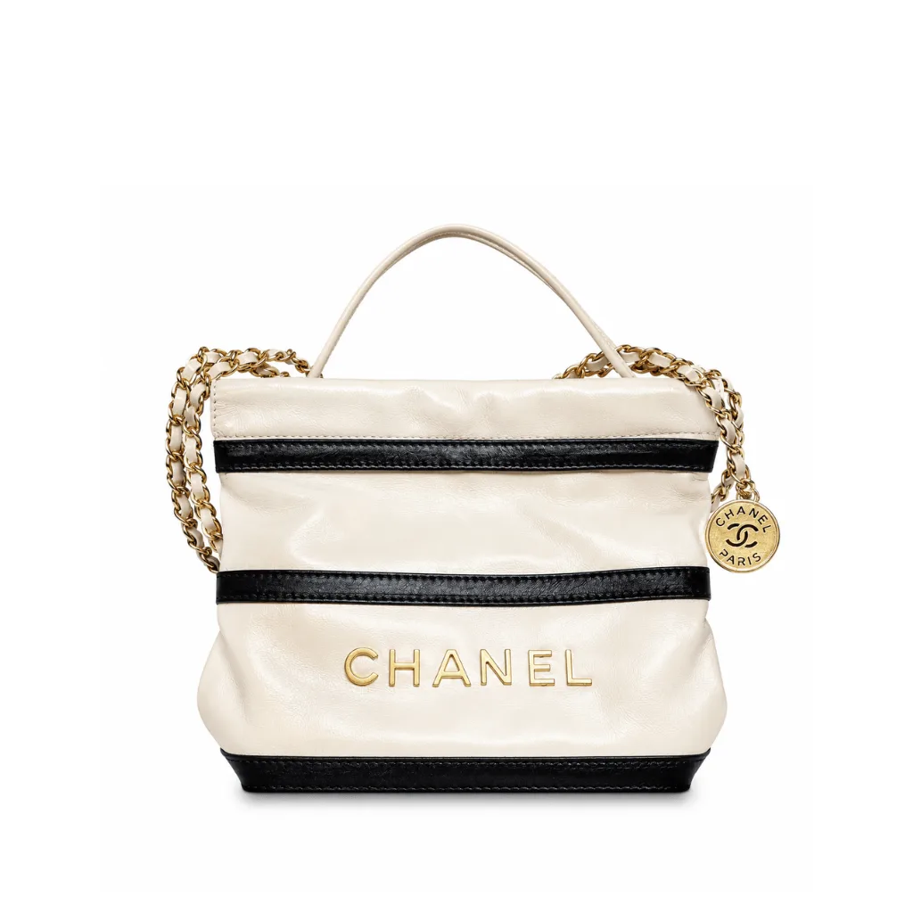 Chanel 22 Small Handbag Black White Gold Tone Metal 19Cm As3980 B16652 Ny081 Main image