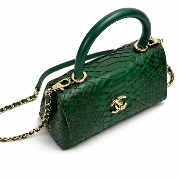 Chanel Trendy Cc Top Handle Bag Python Green 23Cm