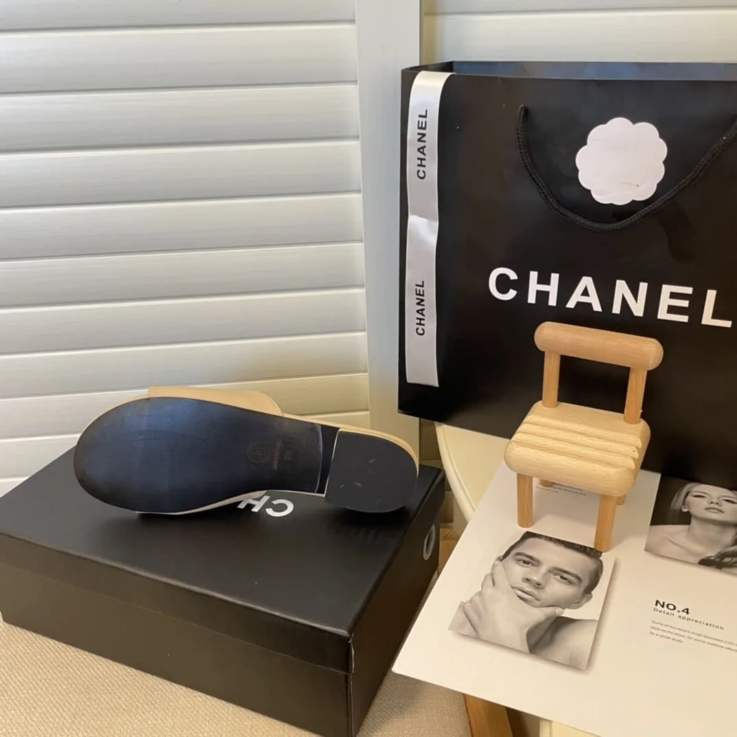 Chanel Camellia Slides Beige