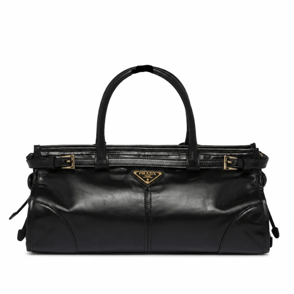 Prada Bonnie Medium Leather Handbag Black 32cm Main image