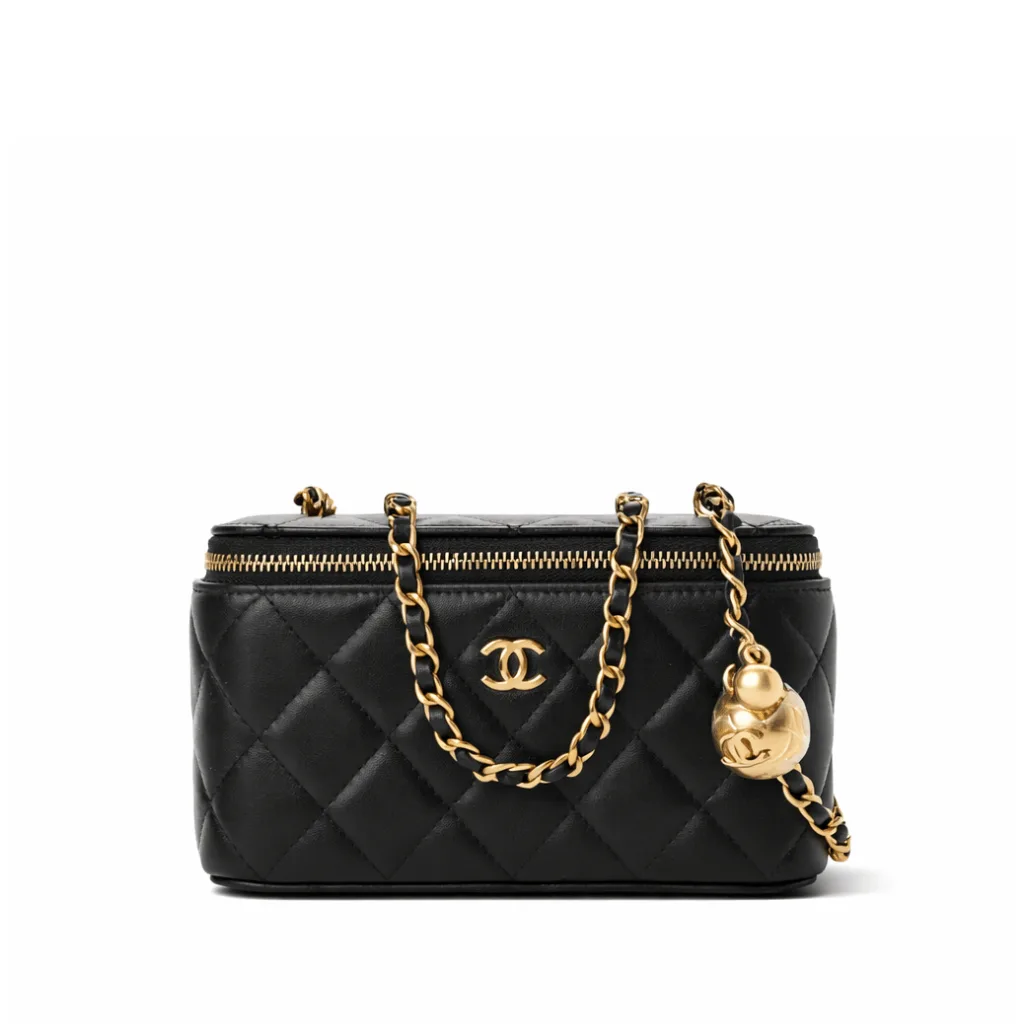 Chanel Pearl Crush Vanity Case With Chain In Black 17Cm Main image