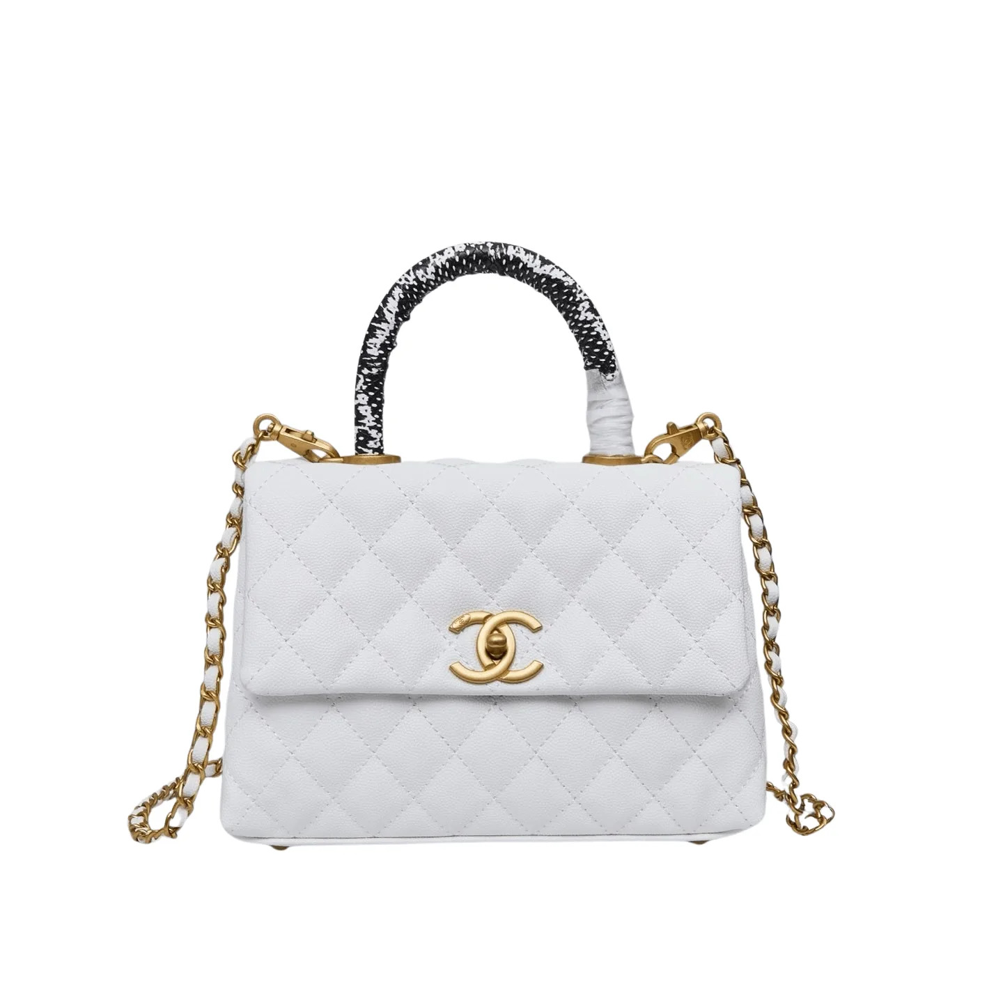 Chanel White Caviar Quilted Mini Coco Handle Flap Gold Hardware Main image