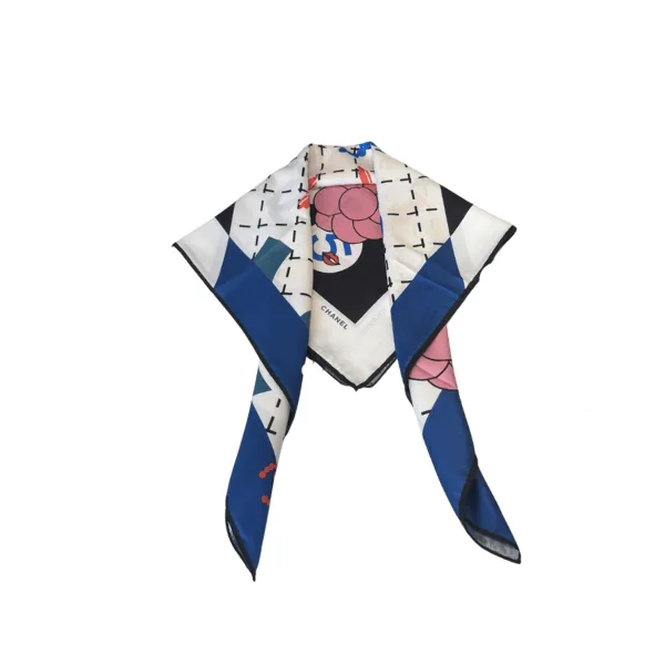 Chanel Chanel Silk Scarf 90 Double C Quilted Pattern