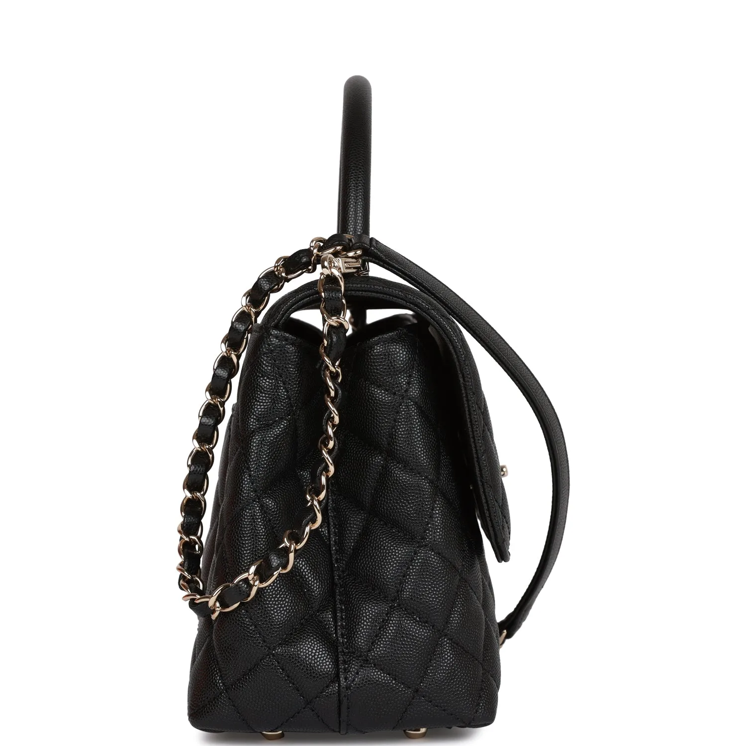 Chanel Small Coco Handle Flap Bag Black Caviar Light Gold Hardware Secondary image