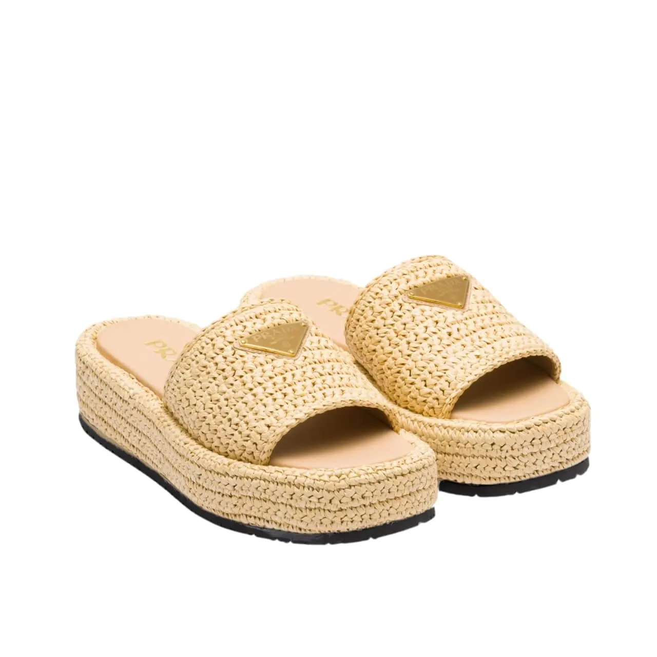 Prada Crochet Flatform Slides Natural 1Xz761 2C2T F0018 F 035 Main image