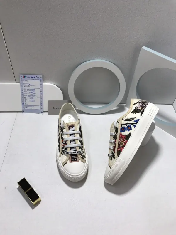 Dior Walk’N Dior Rosa Mutabilis Embroidered Cotton Sneakers