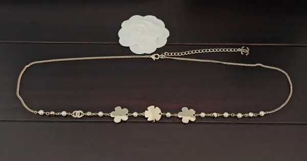 Chanel Blue Floral Convertible Chain Belt And Necklace