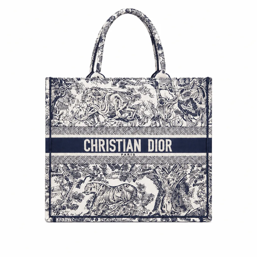 Dior Book Tote Large Bag Ecrou & Blue Toile de Jouy Embroidery 42cm Main image