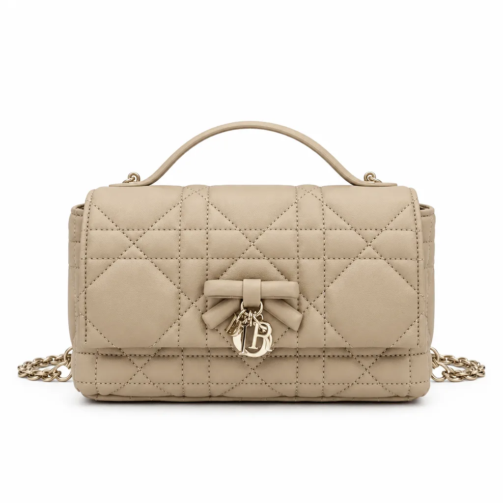 Dior Miss Dior Mini Bag Milk Tea Cannage Lambskin Bow Detail Chain Strap Main image