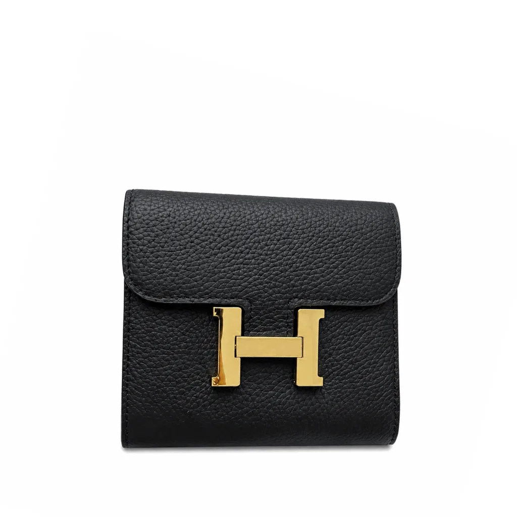 H Constance Short Wallet Black Epsom Gold Hardware Main image