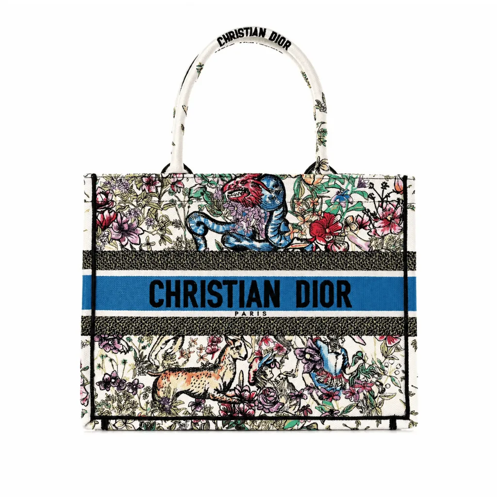 Dior White Multicolor D-Constellation Embroidery Book Medium Tote Bag 36Cm Main image