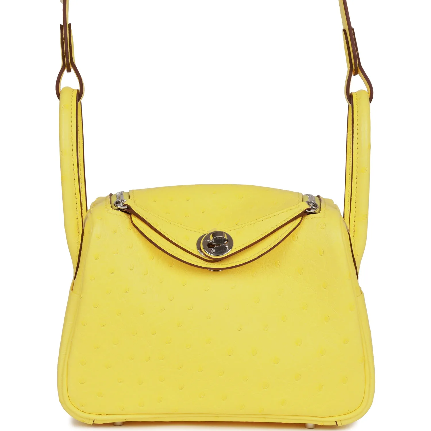 H Mini Lindy Jaune Citron Ostrich Palladium Hardware Main image