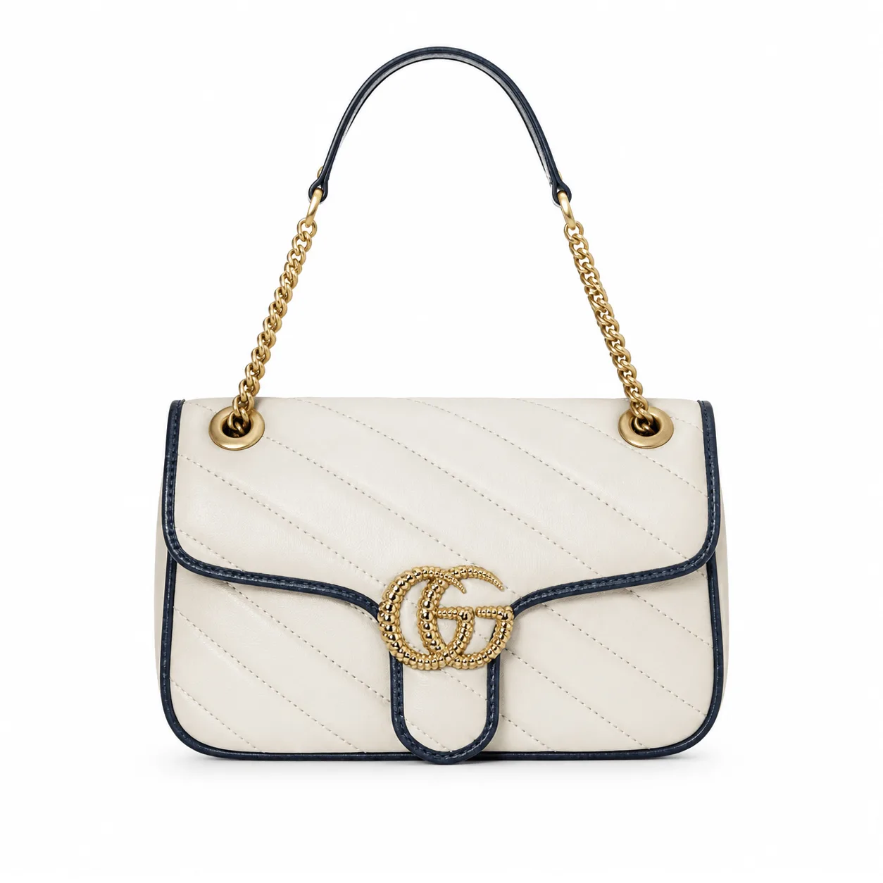 Gucci Matelasse Diagonal Torchon GG Marmont Shoulder Bag Mystic White Blue 22Cm Main image