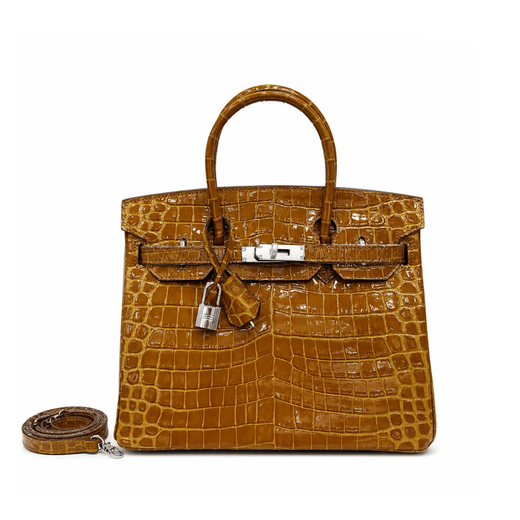 H Birkin 30 Golden Caramel Shiny Crocodile With Palladium Hardware Main image