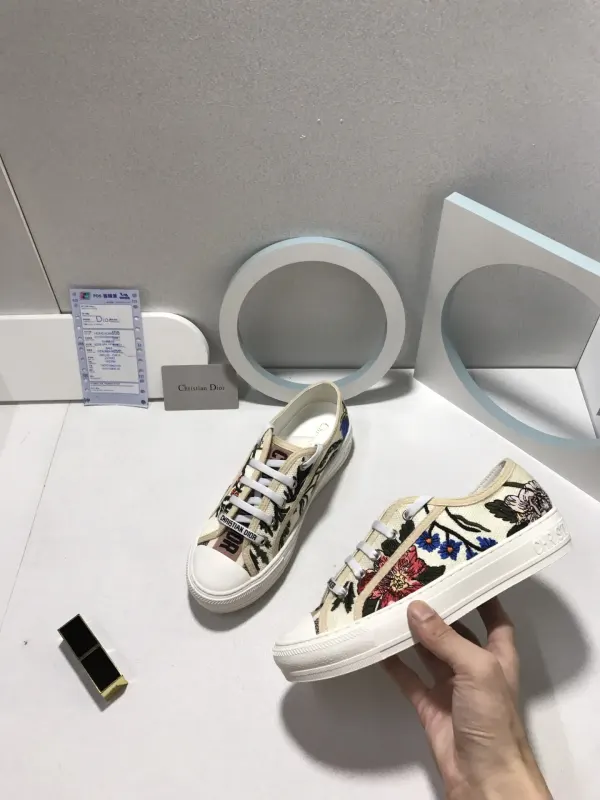 Dior Walk’N Dior Rosa Mutabilis Embroidered Cotton Sneakers