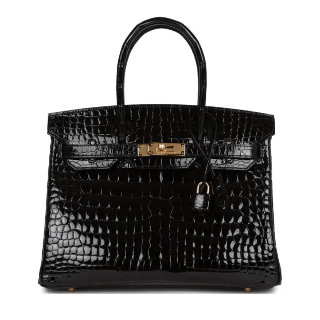 H Birkin 25 Black Shiny Niloticus Gold Hardware Main image