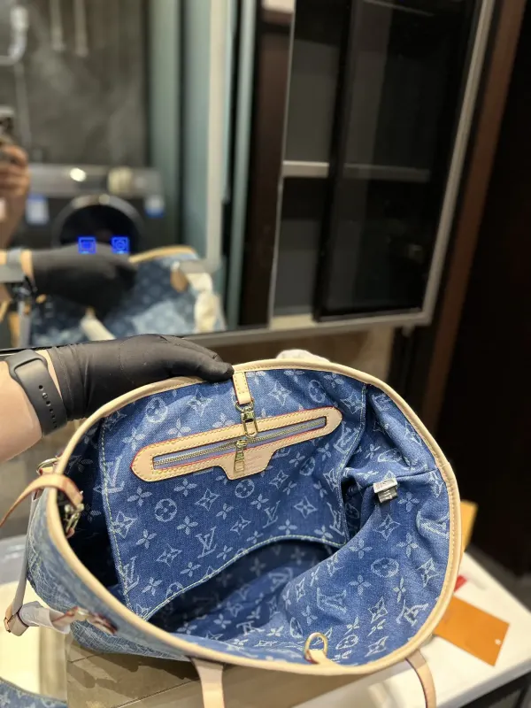 Louis Vuitton Neverfull Monogram Mm Handbag Denim 28Cm