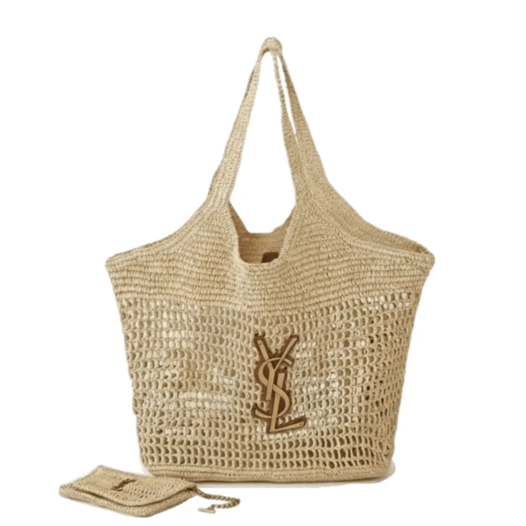 Saint Laurent Raffia Icare Tote Bag Naturel And Brown Gold 45Cm 772191Gaaek2063 Main image